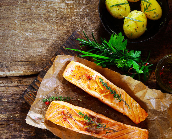 Steamed salmon with potatoes